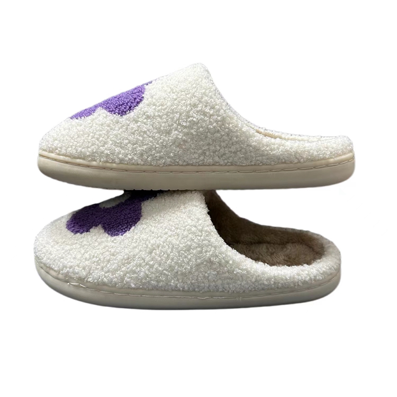 Women’s Nice Purple Flower Winter Indoor Plush Slipper