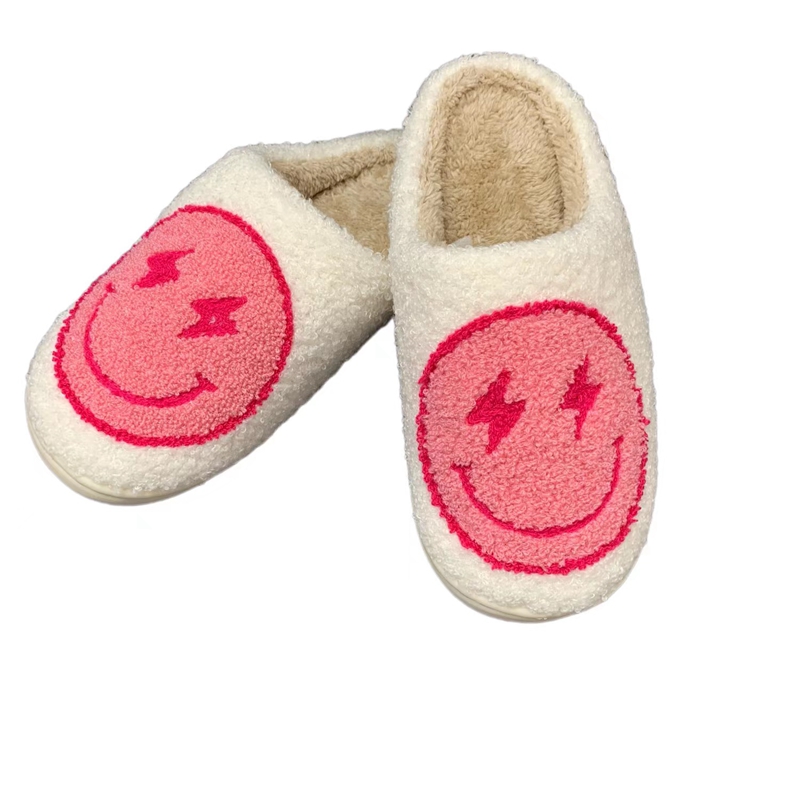 Women’s Pink/Blue Lightning Bolt Face Winter Slipper