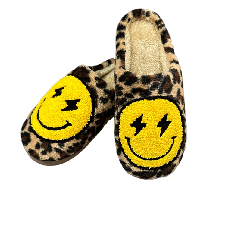 Adults’ Leopard Lightning Bolt  Winter Indoor Plush Slipper