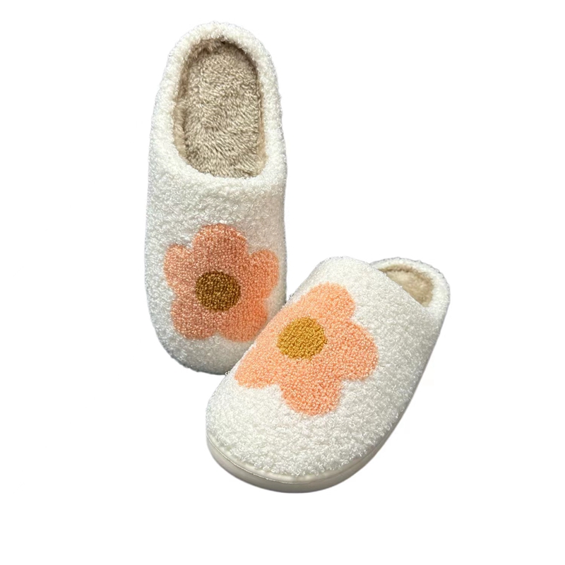 Women’s Nice Light Pink Flower Evil Eye Winter Indoor Plush 