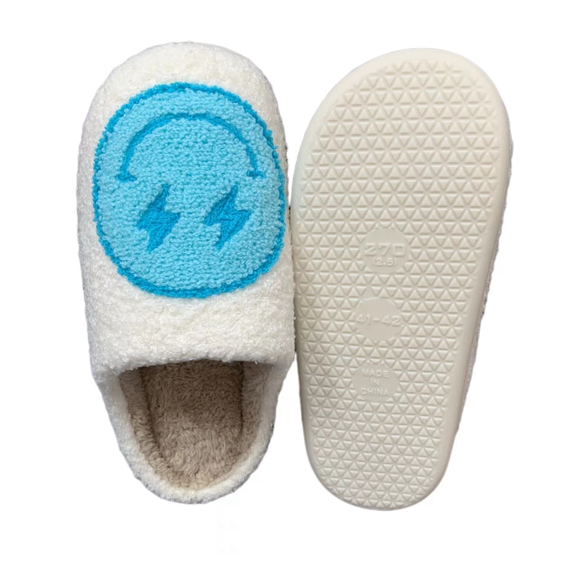 Men’s Blue Lightning Bolt Face Winter Slipper