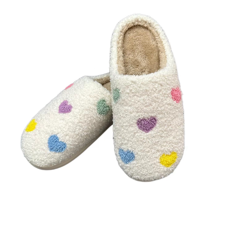 Women’s Colorful Hearts Winter Indoor Plush Slipper