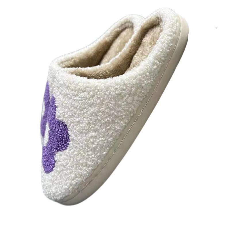 Women’s Nice Purple Flower Winter Indoor Plush Slipper