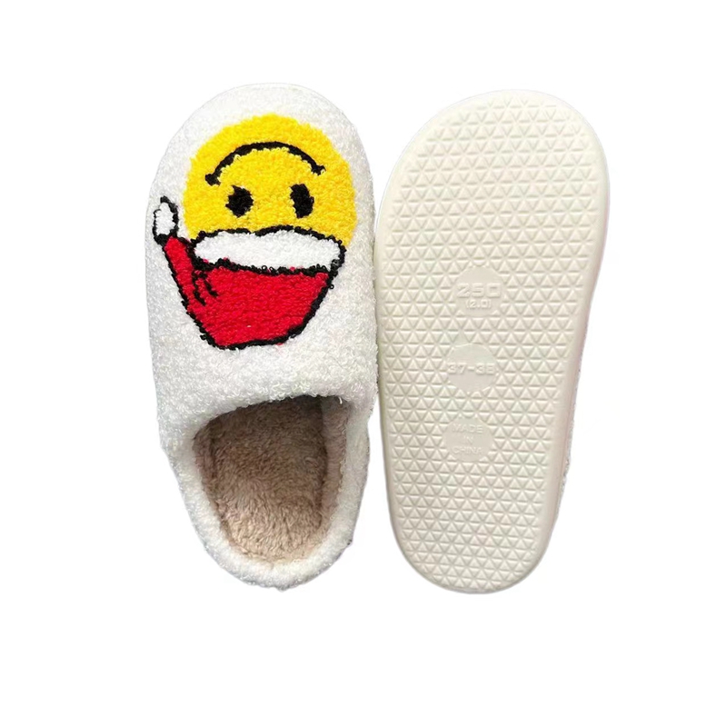 Christmas Santa Happy  Face Winter Indoor Plush Slipper