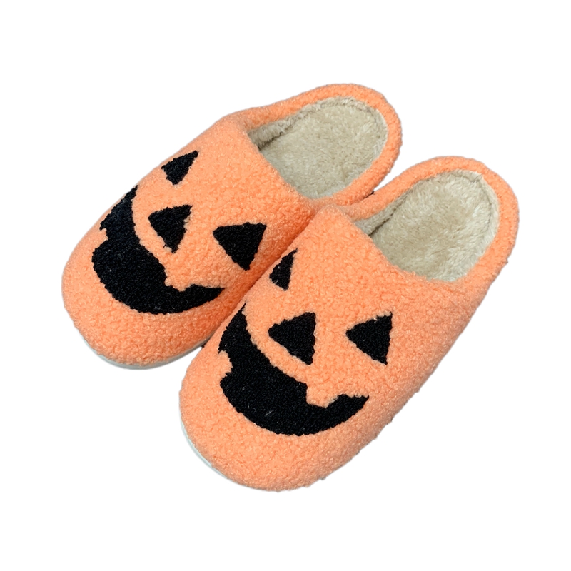 Halloween Pumpkin Cute Winter Indoor Plush Slipper