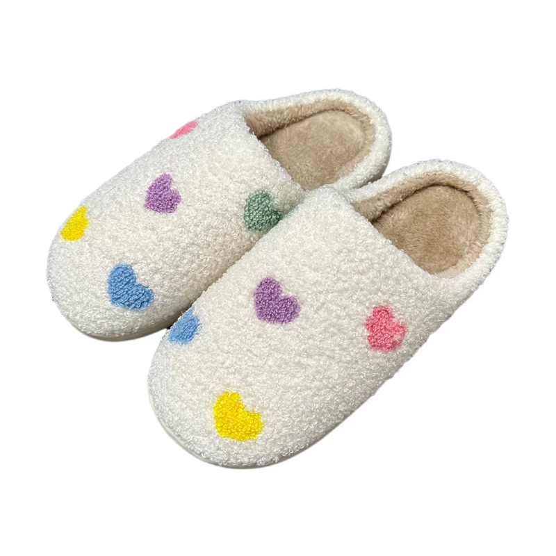 Women’s Colorful Hearts Winter Indoor Plush Slipper