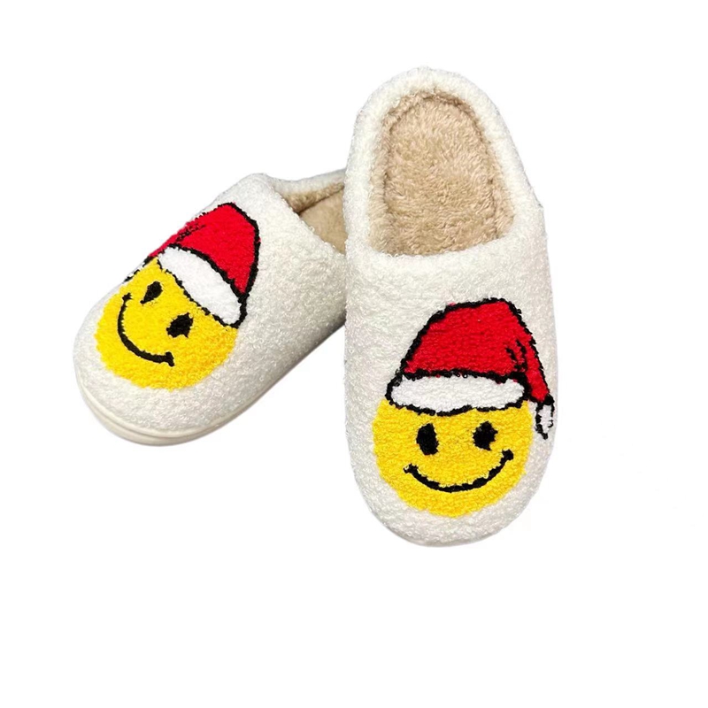 Christmas Santa Happy  Face Winter Indoor Plush Slipper