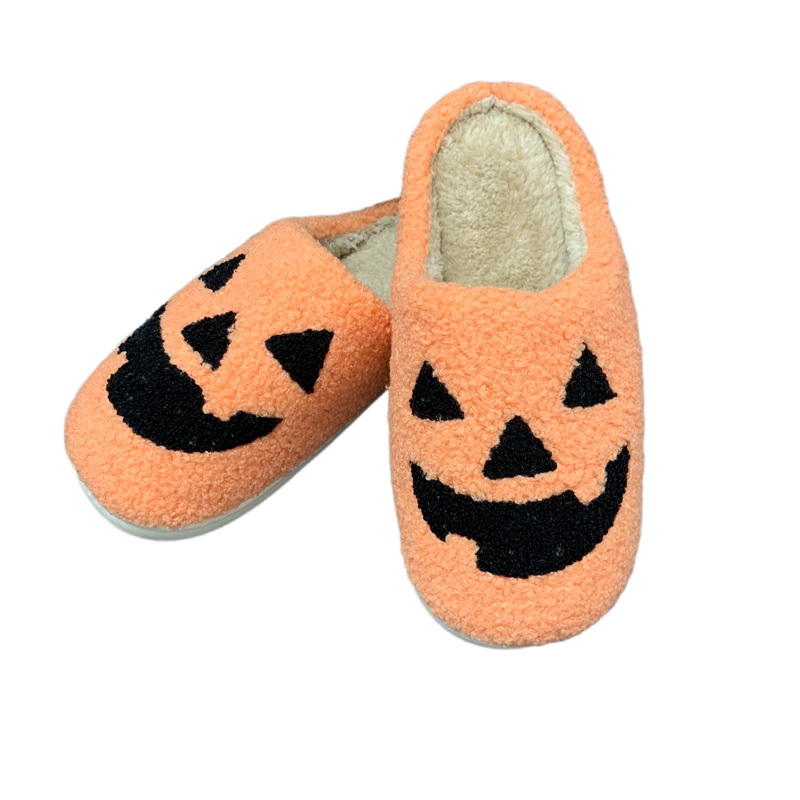 Halloween Pumpkin Cute Winter Indoor Plush Slipper