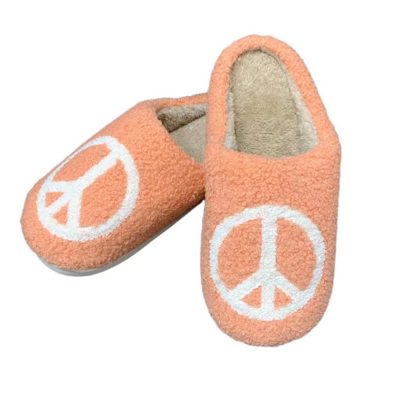 Peace Cute Winter Indoor Plush Slipper