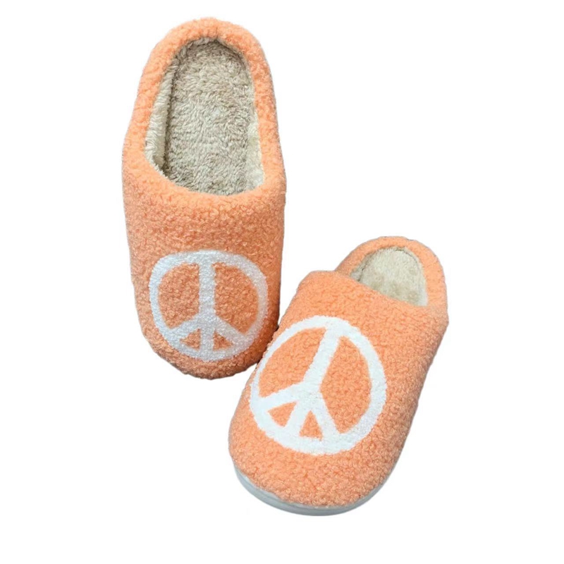 Peace Cute Winter Indoor Plush Slipper