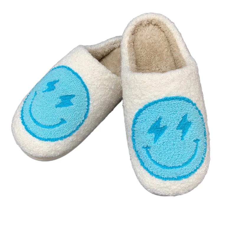 Men’s Blue Lightning Bolt Face Winter Slipper