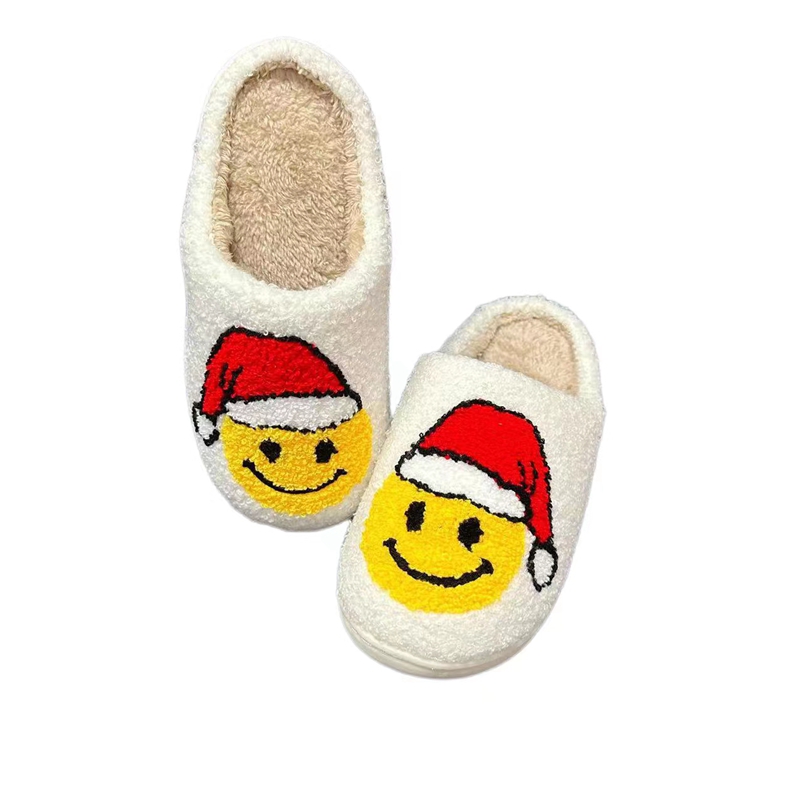 Christmas Santa Happy  Face Winter Indoor Plush Slipper