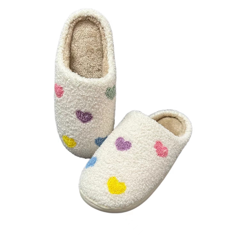 Women’s Colorful Hearts Winter Indoor Plush Slipper