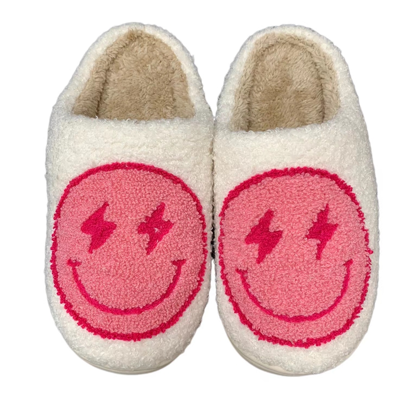 Women’s Pink/Blue Lightning Bolt Face Winter Slipper