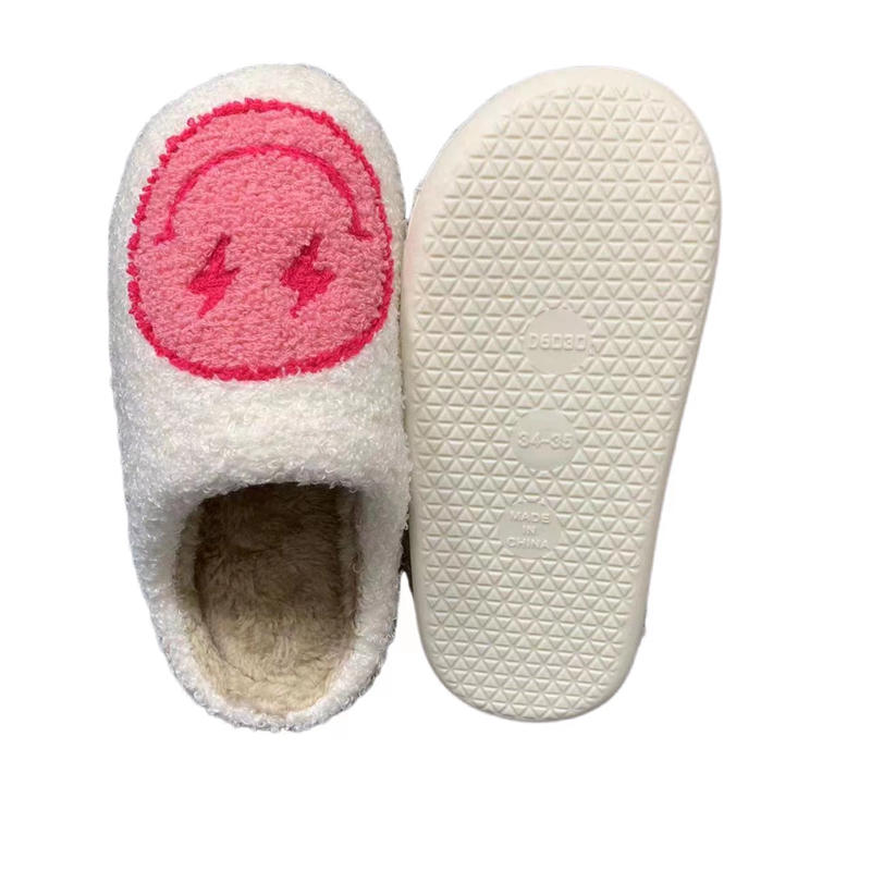 Children’s Pink/Blue Lightning Bolt Face Winter Slipper