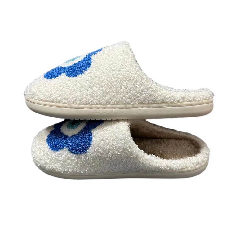 Women’s Blue Flower Evil Eye Winter Indoor Plush Slipper