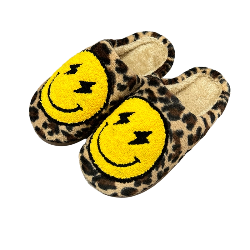 Adults’ Leopard Lightning Bolt  Winter Indoor Plush Slipper