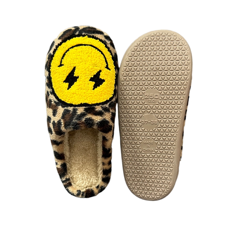 Adults’ Leopard Lightning Bolt  Winter Indoor Plush Slipper