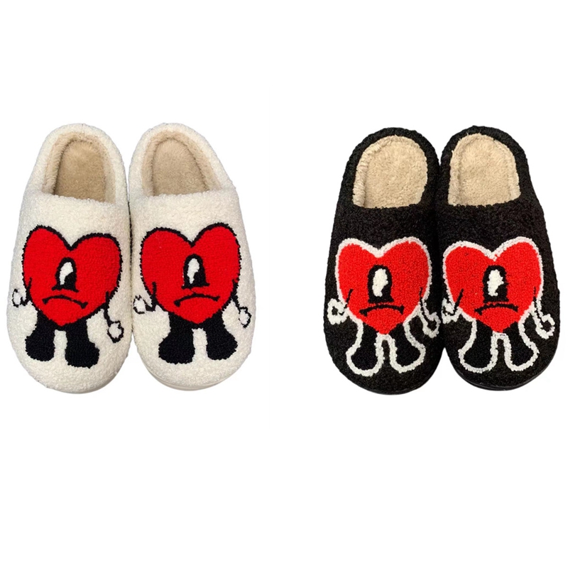 Children’s White/Black Love Cartoon Face Winter Slipper