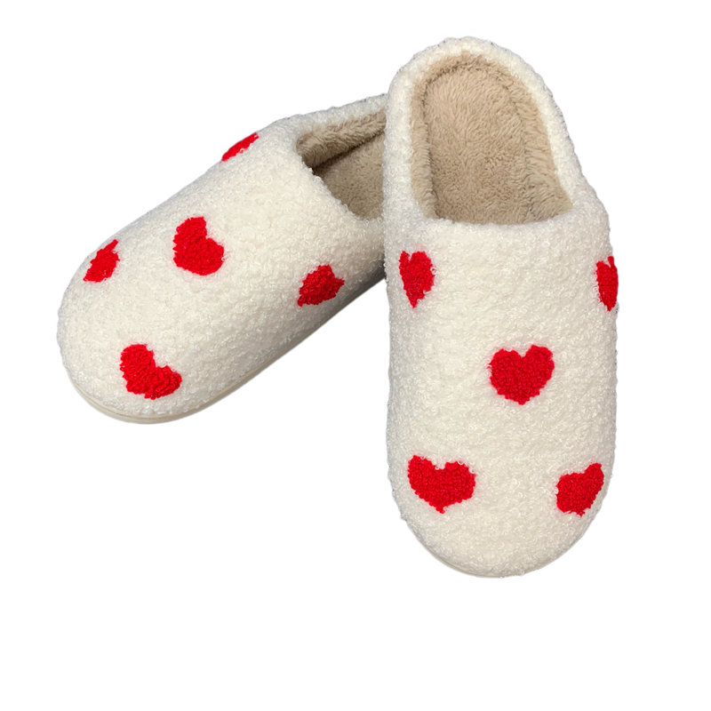 Women’s Red Hearts Winter Indoor Plush Slipper
