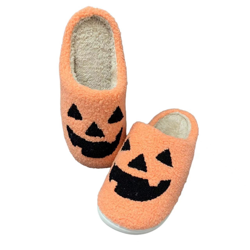 Halloween Pumpkin Cute Winter Indoor Plush Slipper