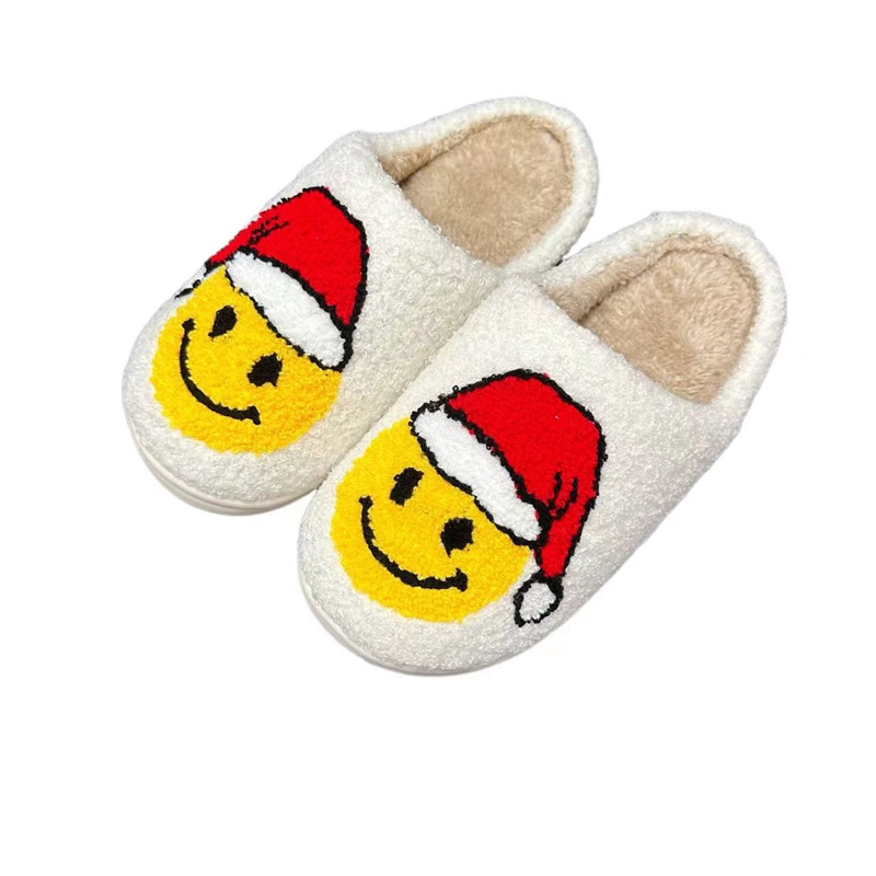 Christmas Santa Happy  Face Winter Indoor Plush Slipper