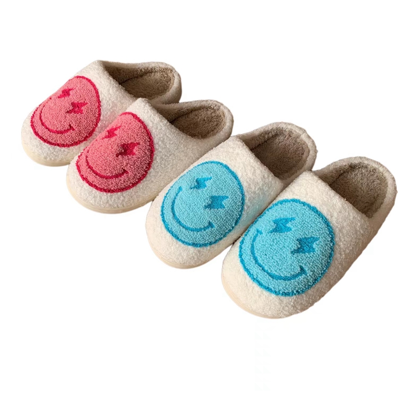 Women’s Pink/Blue Lightning Bolt Face Winter Slipper