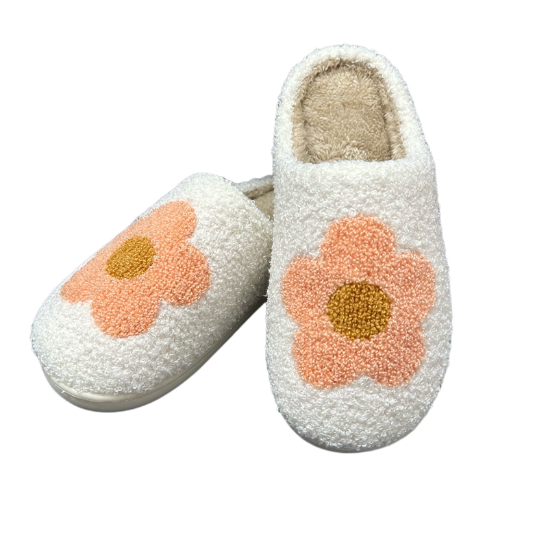 Women’s Nice Light Pink Flower Evil Eye Winter Indoor Plush 