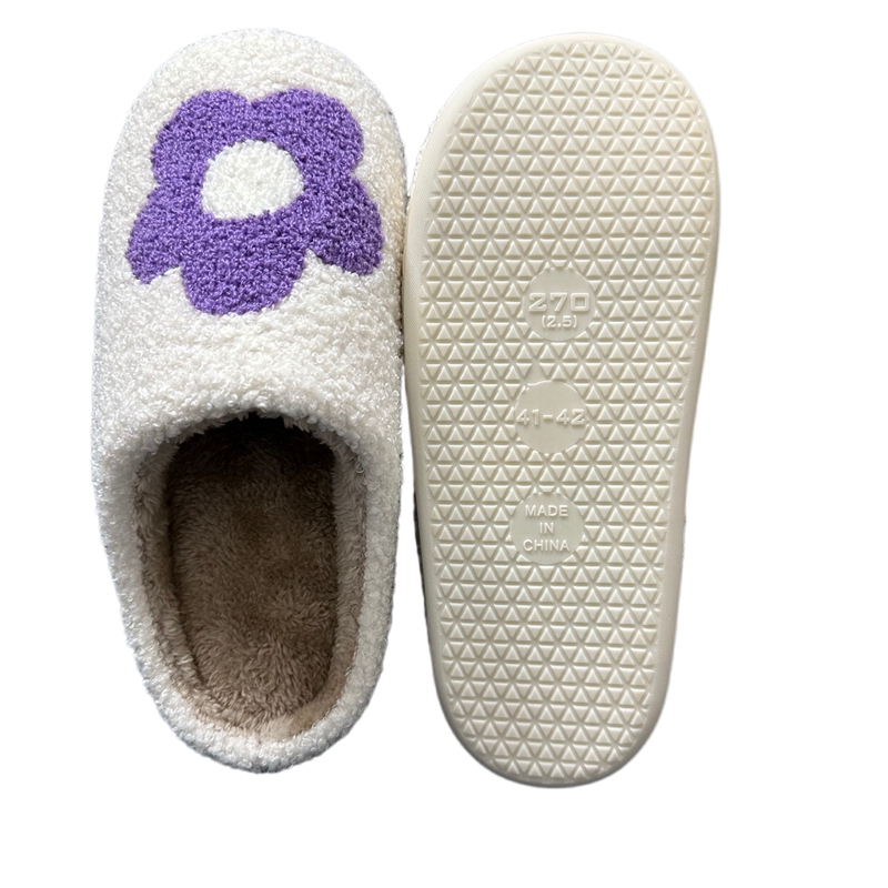 Women’s Nice Purple Flower Winter Indoor Plush Slipper