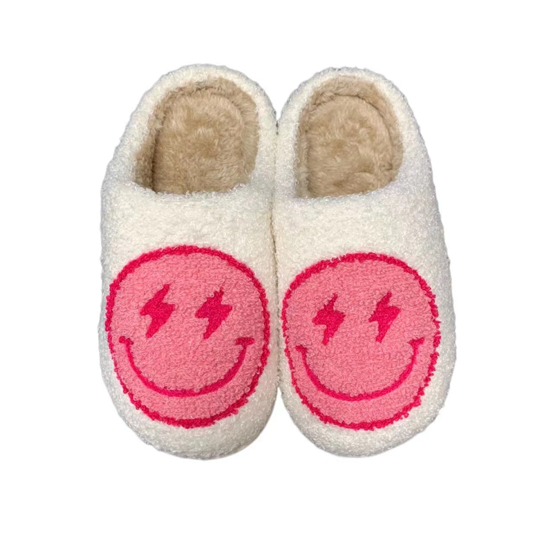 Children’s Pink/Blue Lightning Bolt Face Winter Slipper