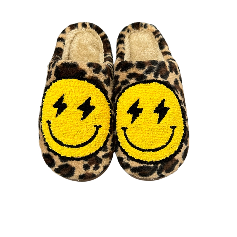 Adults’ Leopard Lightning Bolt  Winter Indoor Plush Slipper