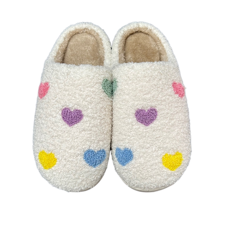 Women’s Colorful Hearts Winter Indoor Plush Slipper