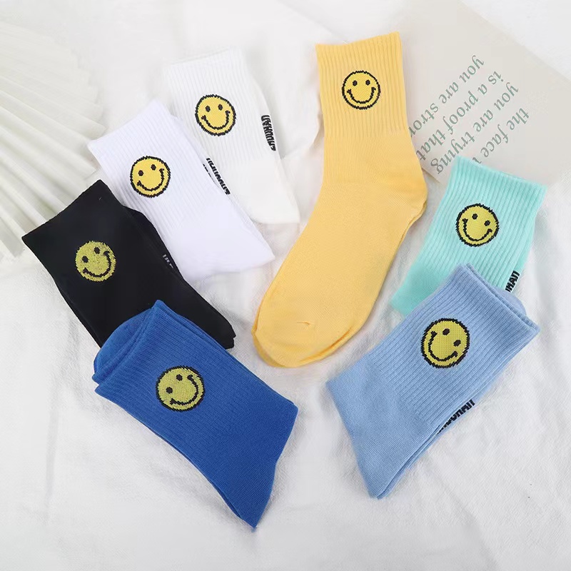 Cotton Candy Colorful Happy  Face Socks  