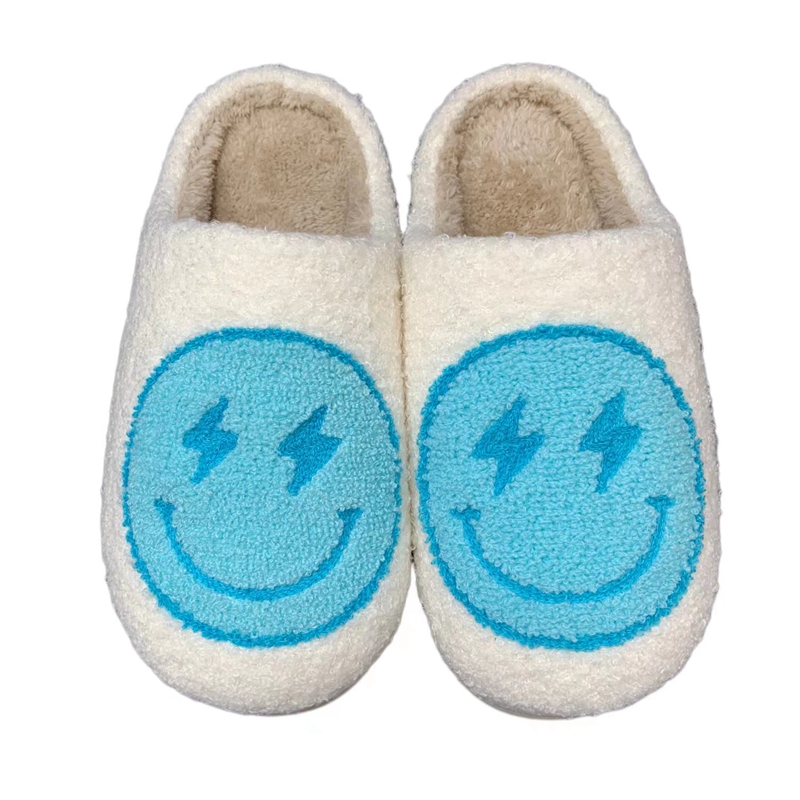 Men’s Blue Lightning Bolt Face Winter Slipper