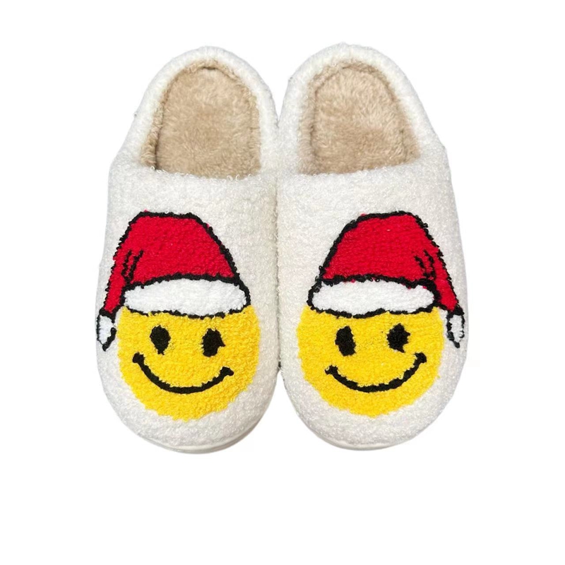 Christmas Santa Happy  Face Winter Indoor Plush Slipper