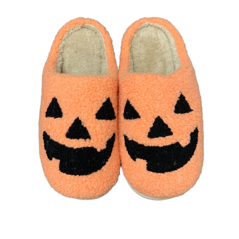 Halloween Pumpkin Cute Winter Indoor Plush Slipper